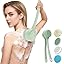 Electric Body Brush Back Scrubber For Shower, Auto Spinning Exfoliating Massage Bath Brush, Rechargeable, Dual Long Handle, Deep Cleansing, Waterproof, Rotating Body Brushes With 5 Brush Heads Green