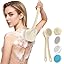Electric Body Brush Back Scrubber For Shower, Auto Spinning Exfoliating Massage Bath Brush, Rechargeable, Dual Long Handle, Deep Cleansing, Waterproof, Rotating Body Brushes With 5 Brush Heads Green